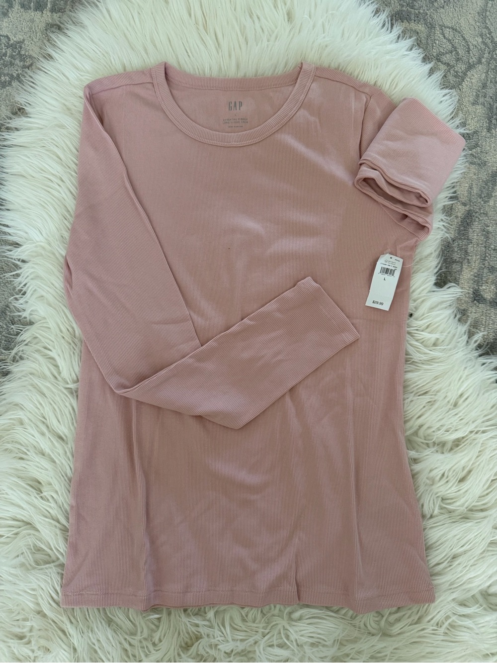GAP Women's Long Sleeve Crewneck Top - Dusty Mauve